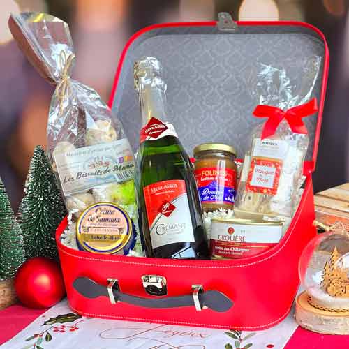 Premium Wine N Gourmet Holiday Gift Set-Christmas Wine And Gourmet Indulgence Hamper Delivery In Nice