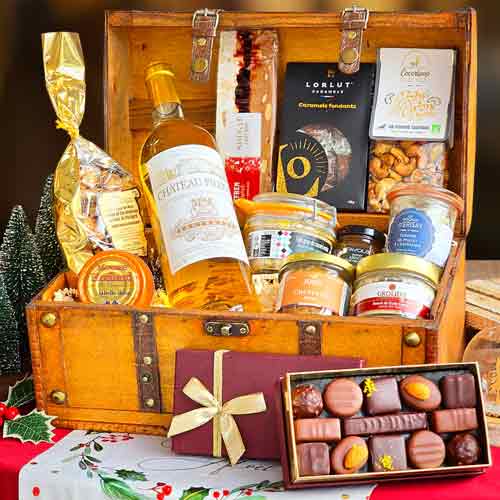 Christmas Gourmet Gastronomic Hamper-Christmas Wine & Gourmet Chest Box With Fast Delivery In Marseille