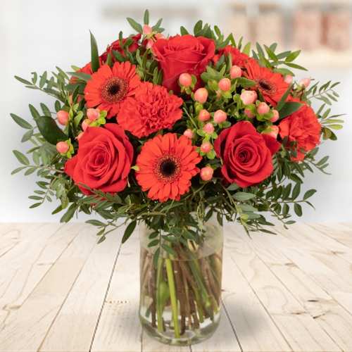 Radiant Beauty-Romantic Red Flower Bouquets Delivered