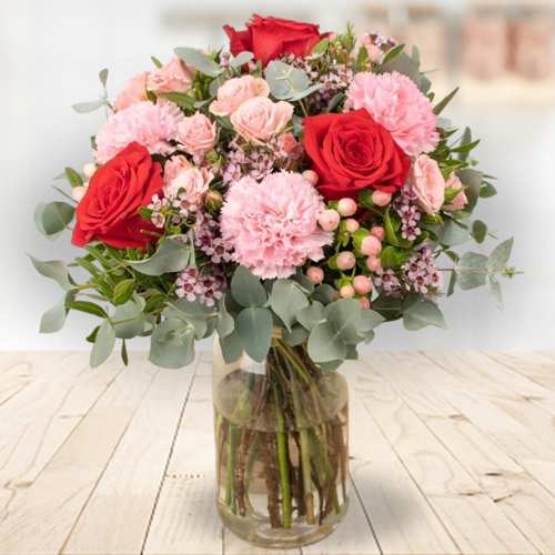 Charming Flower Arrangement-Valentine’s Day Red And Pink Flowers Delivery