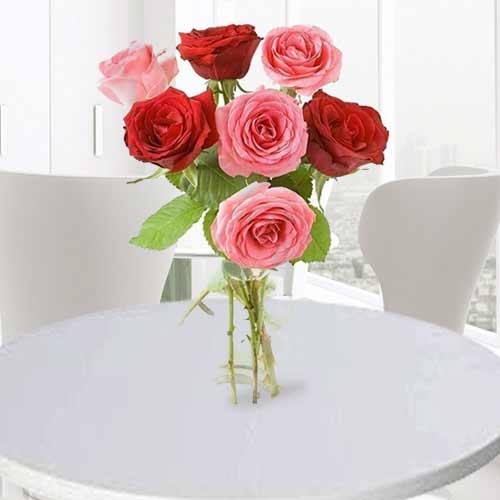 Assortment Of Pink And Red Rose-Thank You Flower To France